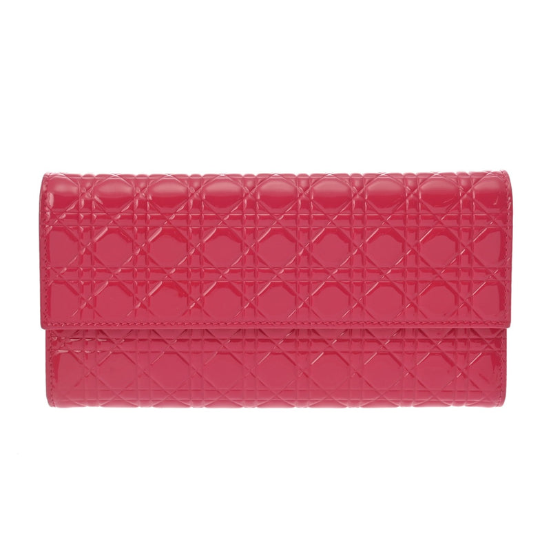 CHRISTIAN DIOR クリスチャンディオール レディディオール ピンク レディース エナメル 長財布 Bランク 中古 銀蔵