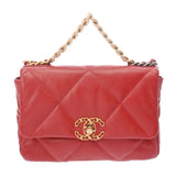 CHANEL シャネル シャネル19 チェーンショルダー レッド AS1160 レディース ラムスキン ショルダーバッグ Aランク 中古 銀蔵