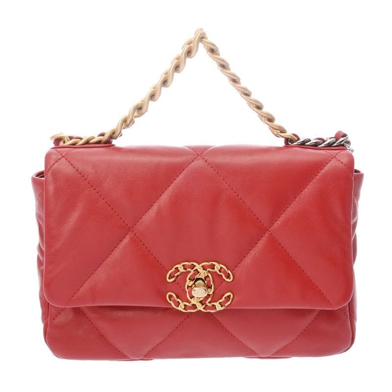 CHANEL シャネル シャネル19 チェーンショルダー レッド AS1160 レディース ラムスキン ショルダーバッグ Aランク 中古 銀蔵