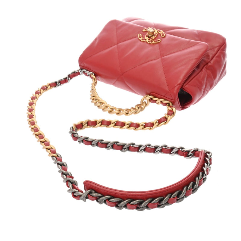 CHANEL シャネル シャネル19 チェーンショルダー レッド AS1160 レディース ラムスキン ショルダーバッグ Aランク 中古 銀蔵