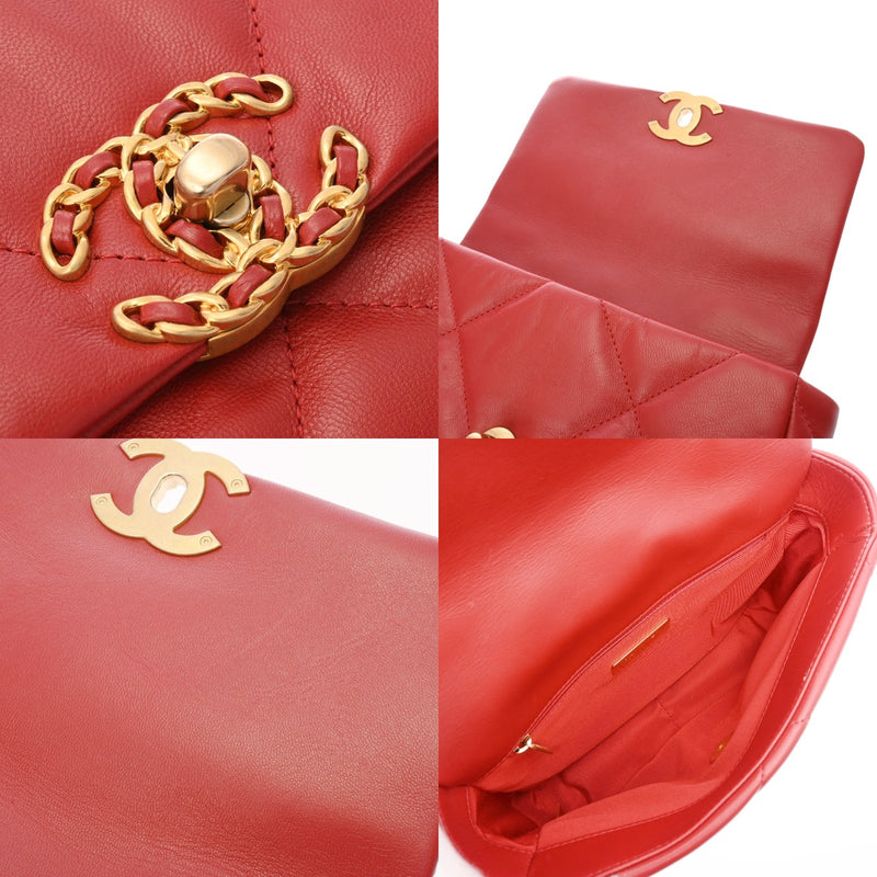 CHANEL シャネル シャネル19 チェーンショルダー レッド AS1160 レディース ラムスキン ショルダーバッグ Aランク 中古 銀蔵