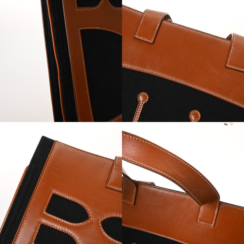 HERMES エルメス プティアッシュトート ゴールド/ブラック レディース バレニア フェルト トートバッグ Bランク 中古 銀蔵