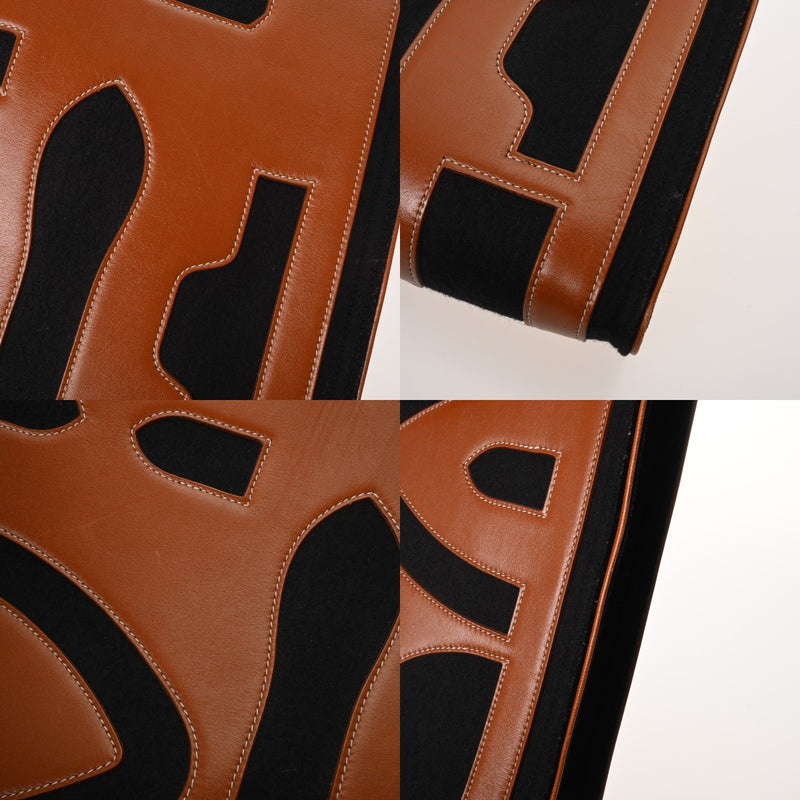 HERMES エルメス プティアッシュトート ゴールド/ブラック レディース バレニア フェルト トートバッグ Bランク 中古 銀蔵