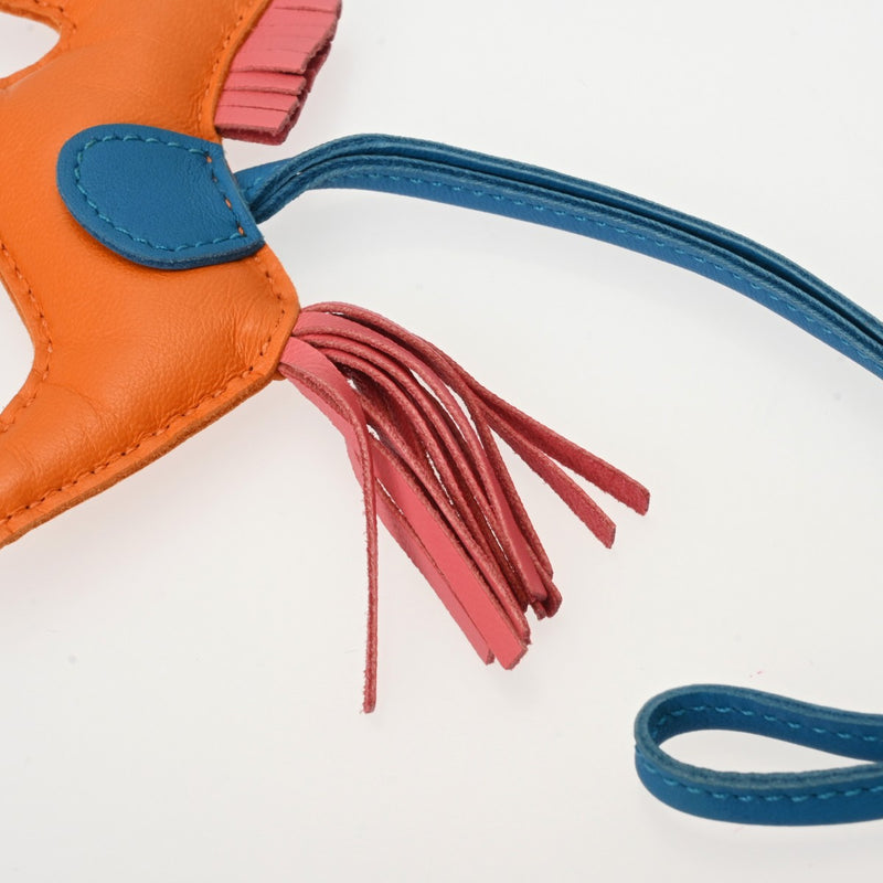 HERMES エルメス ロデオ PM バッグチャーム ジョーヌドール/ブルーザンジバル/ピンク系 A刻印(2017年頃) ユニセックス アニョーミロ チャーム Bランク 中古 銀蔵