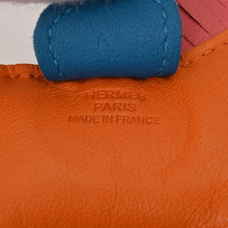 HERMES エルメス ロデオ PM バッグチャーム ジョーヌドール/ブルーザンジバル/ピンク系 A刻印(2017年頃) ユニセックス アニョーミロ チャーム Bランク 中古 銀蔵