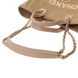 CHANEL シャネル ドーヴィル MM チェーントート ベージュ レディース キャンバス トートバッグ Aランク 中古 銀蔵