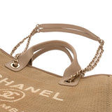 CHANEL シャネル ドーヴィル MM チェーントート ベージュ レディース キャンバス トートバッグ Aランク 中古 銀蔵