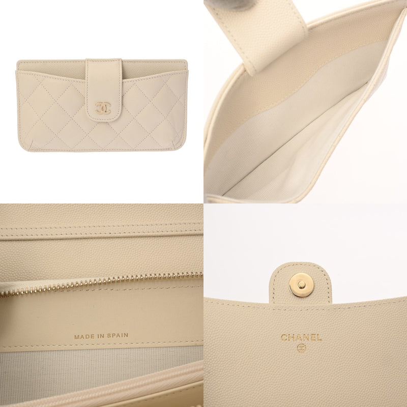 CHANEL シャネル マトラッセ チェーンウォレット ホワイト レディース キャビアスキン ショルダーバッグ ABランク 中古 銀蔵