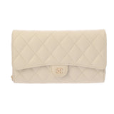 CHANEL シャネル マトラッセ チェーンウォレット ホワイト レディース キャビアスキン ショルダーバッグ ABランク 中古 銀蔵