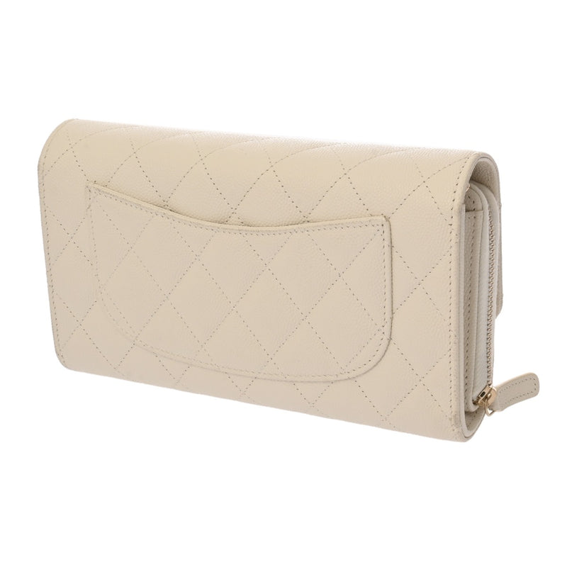 CHANEL シャネル マトラッセ チェーンウォレット ホワイト レディース キャビアスキン ショルダーバッグ ABランク 中古 銀蔵