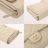 CHANEL シャネル マトラッセ チェーンウォレット ホワイト レディース キャビアスキン ショルダーバッグ ABランク 中古 銀蔵