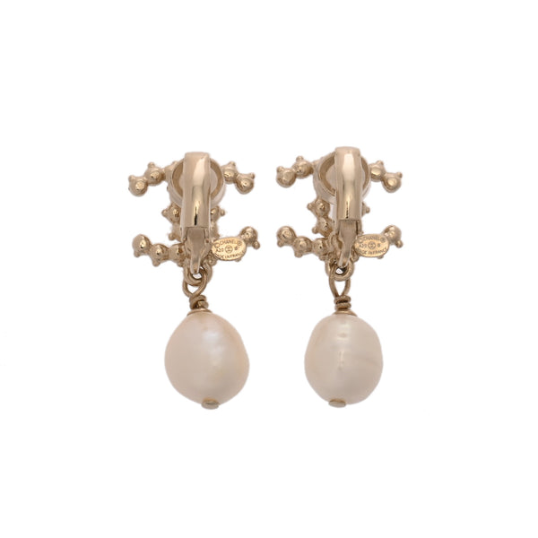 CHANEL シャネル ココマーク 2020年モデル レディース ラインストーン パール イヤリング Aランク 中古 銀蔵