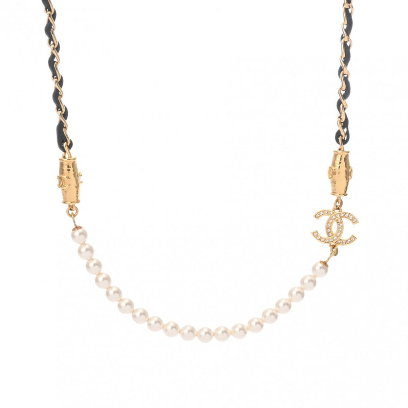 CHANEL シャネル ココマーク フェイクパール 2023年モデル レディース ラインストーン フェイクパール ネックレス Aランク 中古 銀蔵