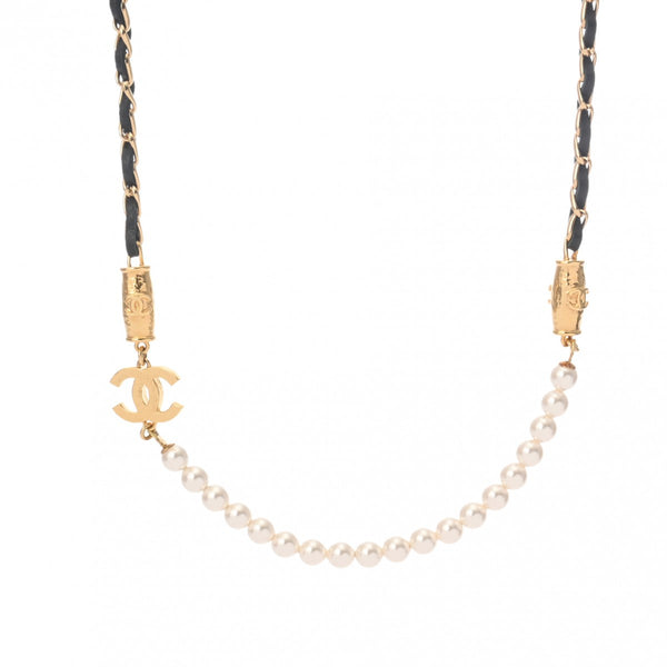 CHANEL シャネル ココマーク フェイクパール 2023年モデル レディース ラインストーン フェイクパール ネックレス Aランク 中古 銀蔵