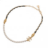 CHANEL シャネル ココマーク フェイクパール 2023年モデル レディース ラインストーン フェイクパール ネックレス Aランク 中古 銀蔵