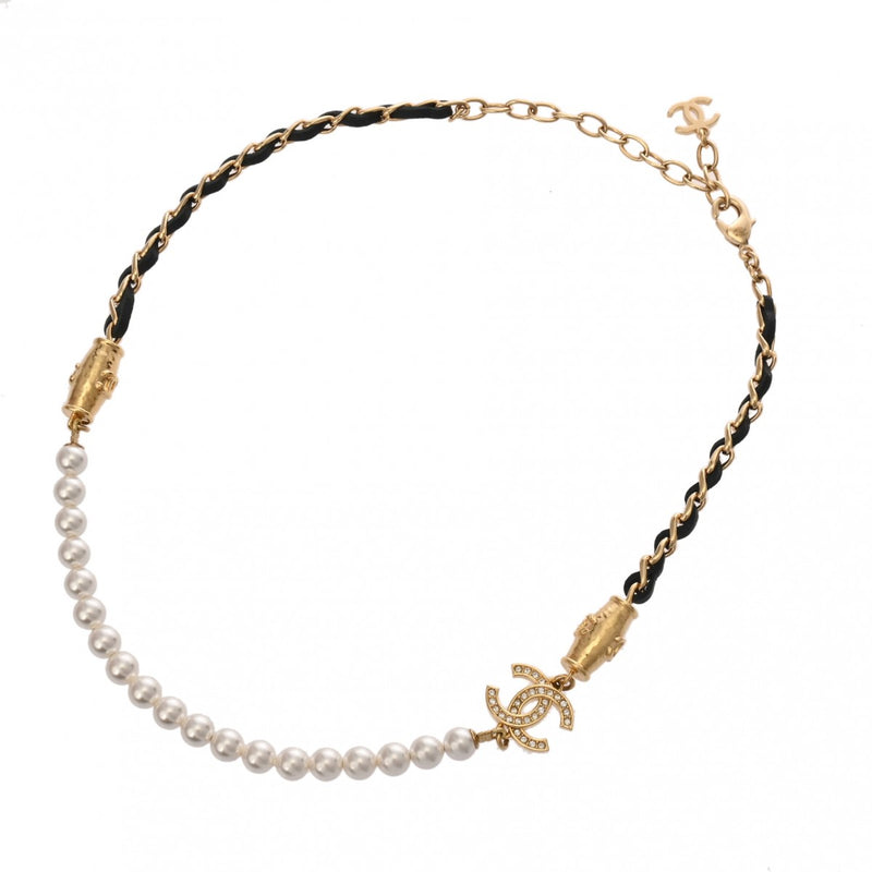 CHANEL シャネル ココマーク フェイクパール 2023年モデル レディース ラインストーン フェイクパール ネックレス Aランク 中古 銀蔵