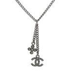 CHANEL シャネル ネックレス ココマーク 2023年モデル シルバー レディース ラインストーン ガンメタ ネックレス Aランク 中古 銀蔵