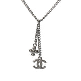 CHANEL シャネル ネックレス ココマーク 2023年モデル シルバー レディース ラインストーン ガンメタ ネックレス Aランク 中古 銀蔵