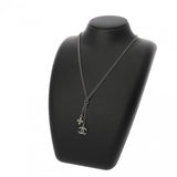 CHANEL シャネル ネックレス ココマーク 2023年モデル シルバー レディース ラインストーン ガンメタ ネックレス Aランク 中古 銀蔵