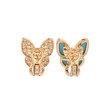 VAN CLEEF & ARPELS ヴァンクリーフ＆アーペル ドゥ パピヨン ターコイズ ダイヤ レディース K18イエローゴールド YG ピアス Aランク 中古 銀蔵