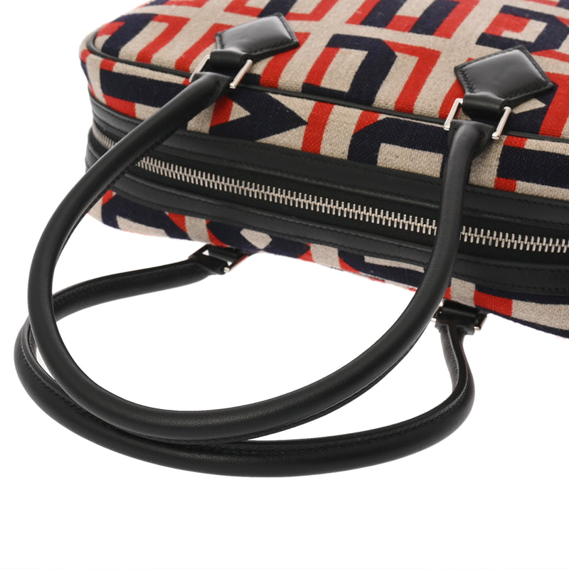 HERMES エルメス プリュム 28 インディゴ/ノワール C刻印(2018年頃) レディース キャンバス ハンドバッグ Aランク 中古 銀蔵