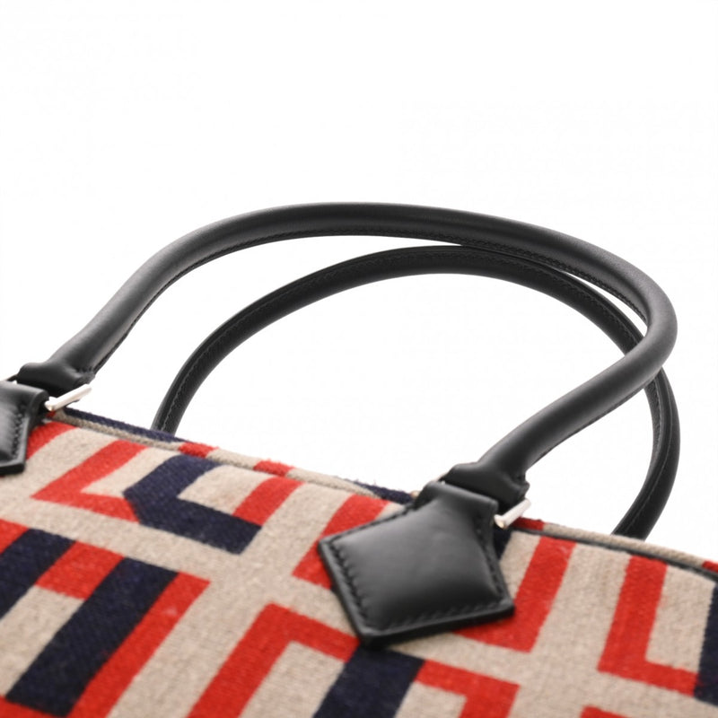 HERMES エルメス プリュム 28 インディゴ/ノワール C刻印(2018年頃) レディース キャンバス ハンドバッグ Aランク 中古 銀蔵