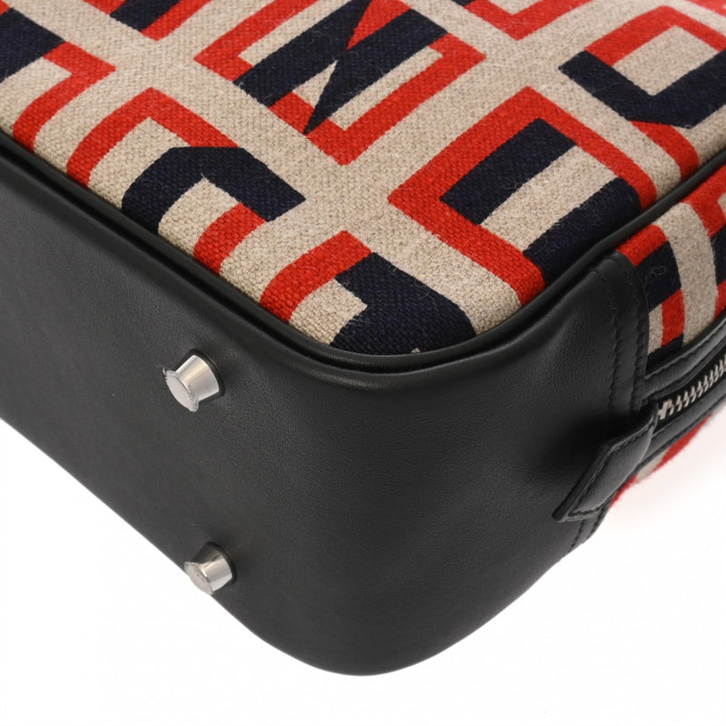 HERMES エルメス プリュム 28 インディゴ/ノワール C刻印(2018年頃) レディース キャンバス ハンドバッグ Aランク 中古 銀蔵