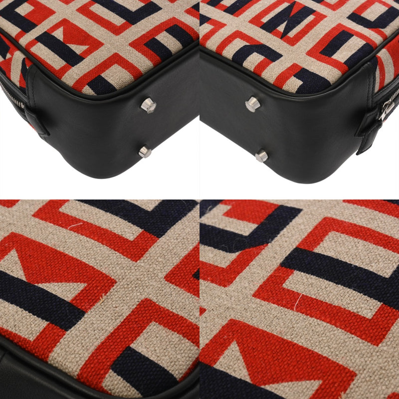 HERMES エルメス プリュム 28 インディゴ/ノワール C刻印(2018年頃) レディース キャンバス ハンドバッグ Aランク 中古 銀蔵