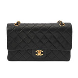 CHANEL シャネル マトラッセ チェーンショルダー 25cm Wフラップ ブラック レディース ラムスキン ショルダーバッグ Bランク 中古 銀蔵