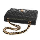 CHANEL シャネル マトラッセ チェーンショルダー 25cm Wフラップ ブラック レディース ラムスキン ショルダーバッグ Bランク 中古 銀蔵