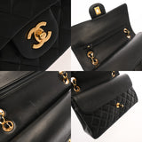 CHANEL シャネル マトラッセ チェーンショルダー 25cm Wフラップ ブラック レディース ラムスキン ショルダーバッグ Bランク 中古 銀蔵