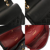 CHANEL シャネル マトラッセ チェーンショルダー 25cm Wフラップ ブラック レディース ラムスキン ショルダーバッグ Bランク 中古 銀蔵