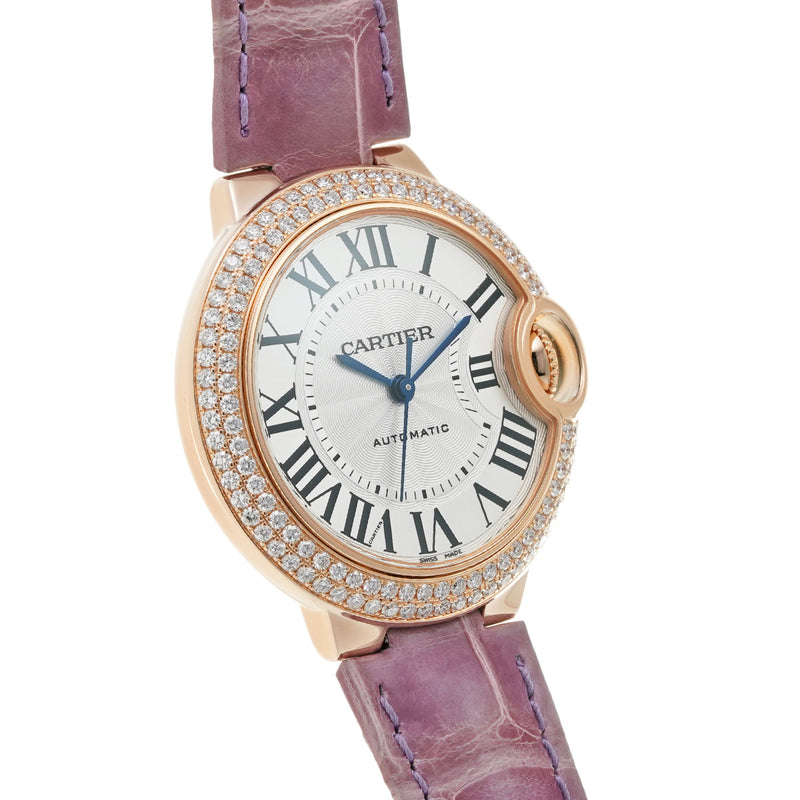 CARTIER カルティエ バロンブルー 33mm  WJBB0051 ボーイズ PG/アリゲーター 腕時計 自動巻き Aランク 中古 銀蔵