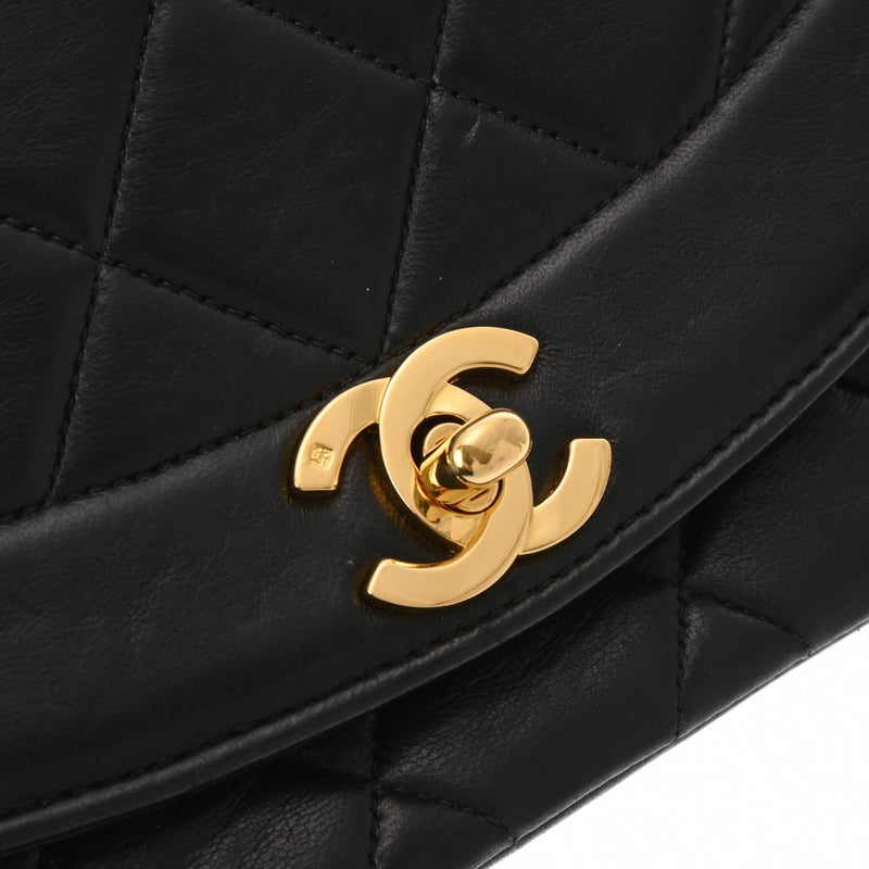 CHANEL シャネル マトラッセ ダイアナ チェーンショルダー 22cm  ブラック A01164 レディース ラムスキン ショルダーバッグ Bランク 中古 銀蔵