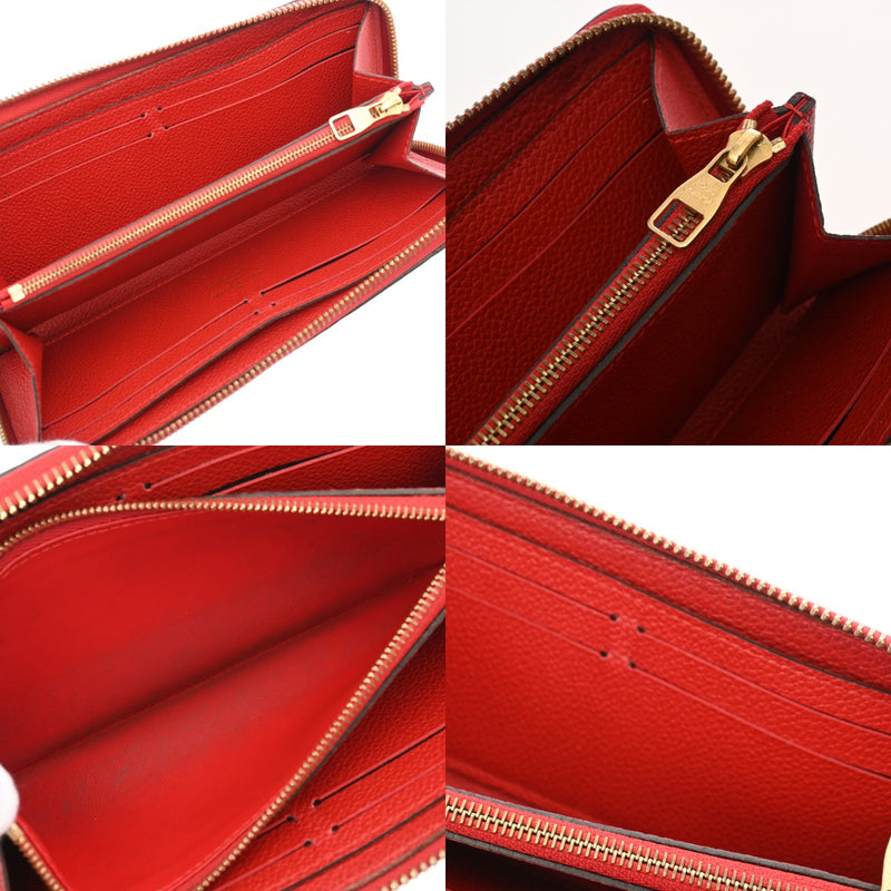 LOUIS VUITTON ルイヴィトン モノグラムアンプラント ポルトフォイユクレマンス スカーレット M63698 ユニセックス レザー 長財布 ABランク 中古 銀蔵