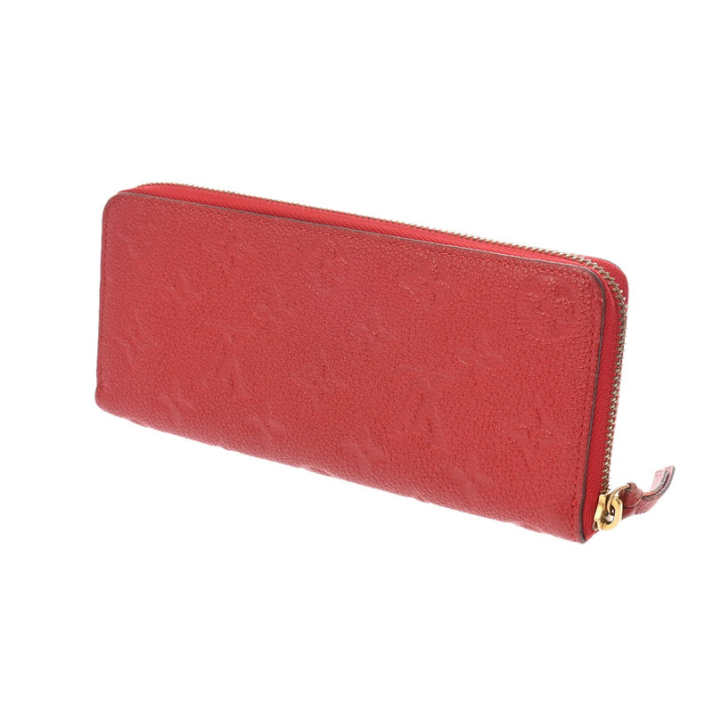 LOUIS VUITTON ルイヴィトン モノグラムアンプラント ポルトフォイユクレマンス スカーレット M63698 ユニセックス レザー 長財布 ABランク 中古 銀蔵