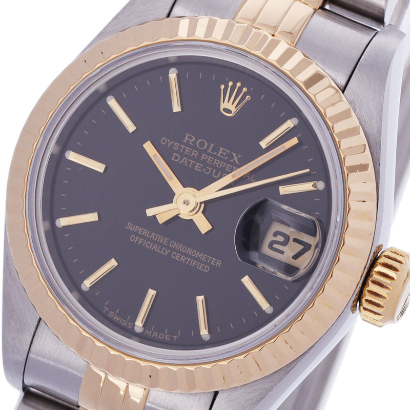 ROLEX ロレックス デイトジャスト 69173 レディース YG/SS 腕時計 自動巻き 黒文字盤 Aランク 中古 銀蔵