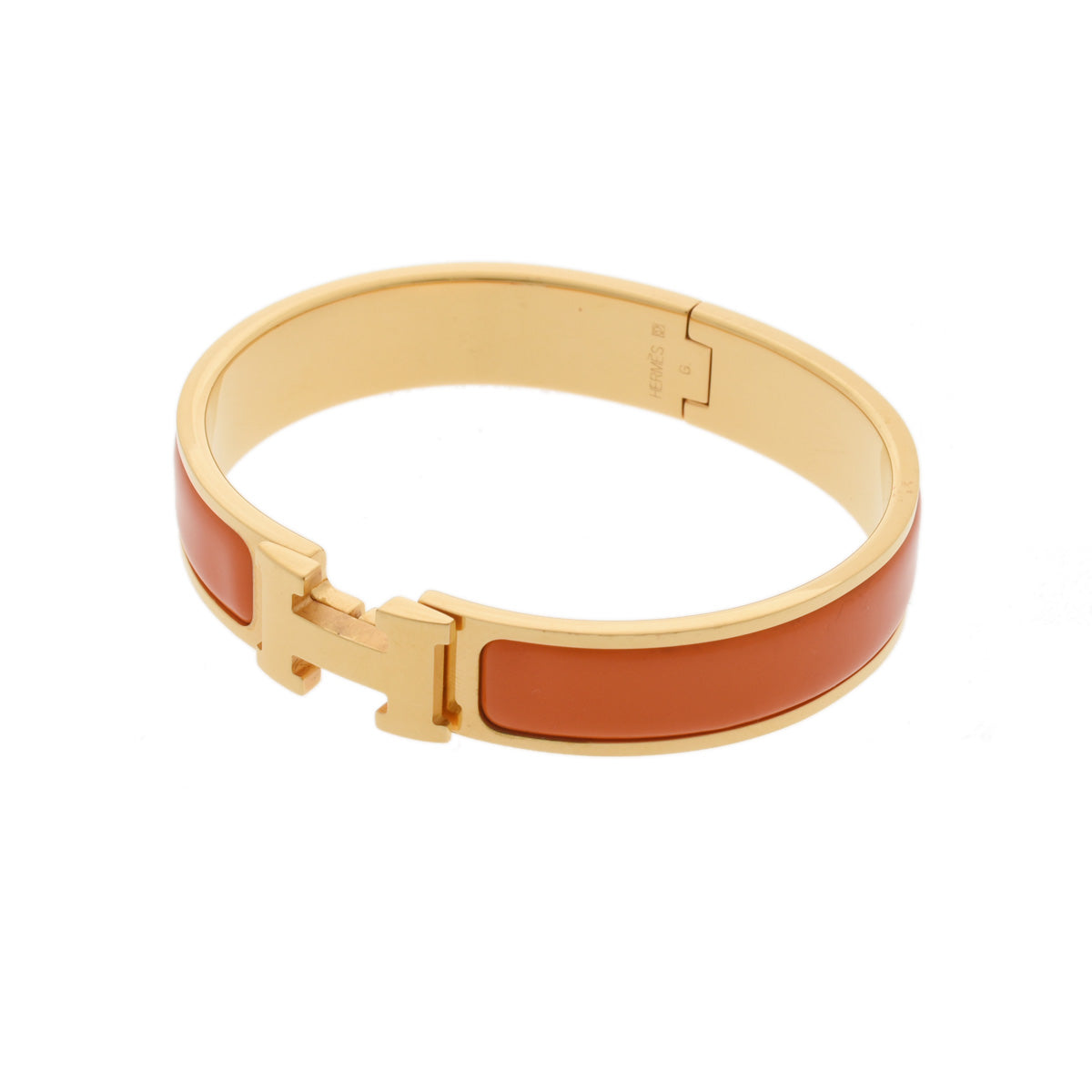 【美品】HERMES エルメス クリッククラック PM バングル ブレスレット エルメスクリッククラック PM バングル オレンジ ゴールド金具