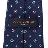 LOUIS VUITTON ルイヴィトン モノグラムハーロー ネクタイ ネイビー M76609 メンズ シルク100％ ネクタイ 新同 中古 銀蔵