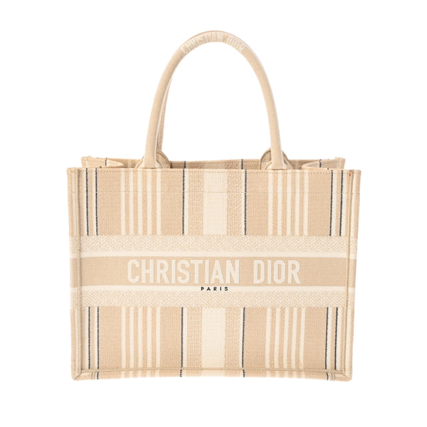 CHRISTIAN DIOR クリスチャンディオール ブックトート ミディアム  ベージュ レディース キャンバス ハンドバッグ Bランク 中古 銀蔵