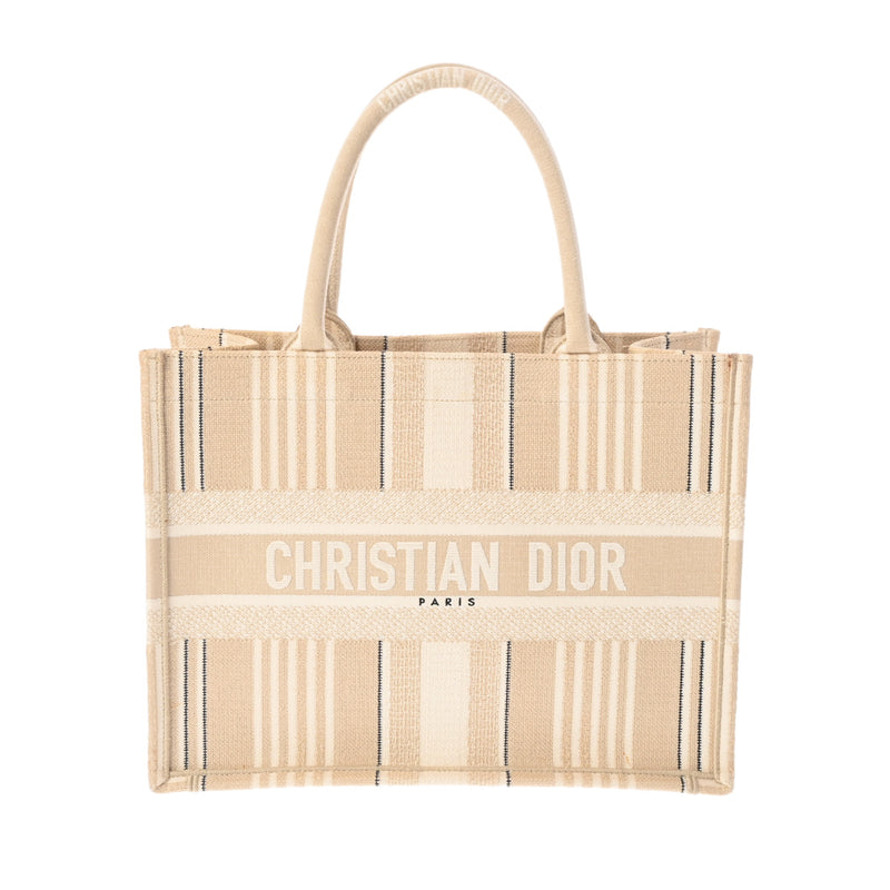 CHRISTIAN DIOR クリスチャンディオール ブックトート ミディアム  ベージュ レディース キャンバス ハンドバッグ Bランク 中古 銀蔵