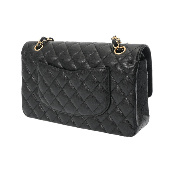 CHANEL シャネル マトラッセ チェーンショルダー Wフラップ 25cm ブラック A01112 レディース キャビアスキン ショルダーバッグ 新同 中古 銀蔵