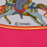 HERMES エルメス カレ 90 TOURNEZ MANEGE メリーゴーラウンド アニマル ピンク/グリーン/オレンジ レディース シルク100％ スカーフ ABランク 中古 銀蔵