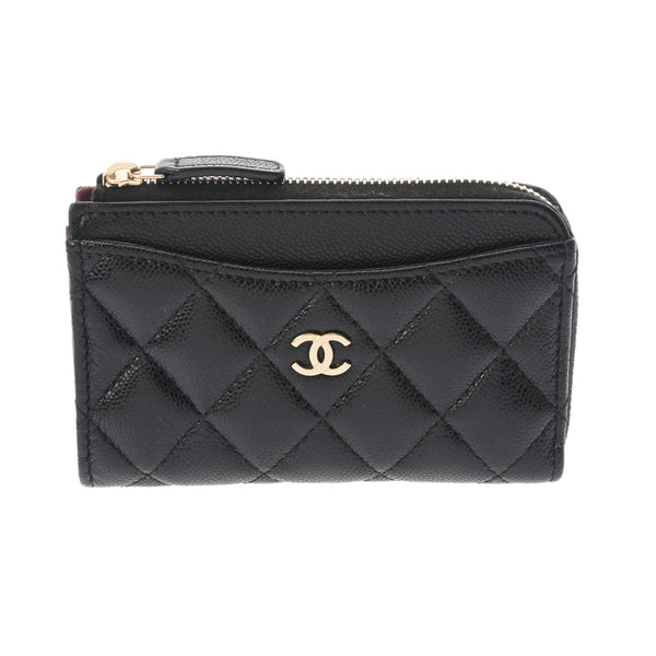 CHANEL シャネル マトラッセ フラグメントケース ブラック レディース キャビアスキン コインケース Aランク 中古 銀蔵