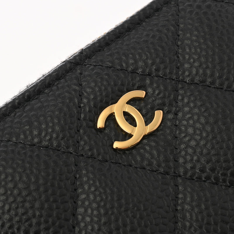 CHANEL シャネル マトラッセ クラシック ジップ コインパース ブラック レディース キャビアスキン コインケース 新同 中古 銀蔵