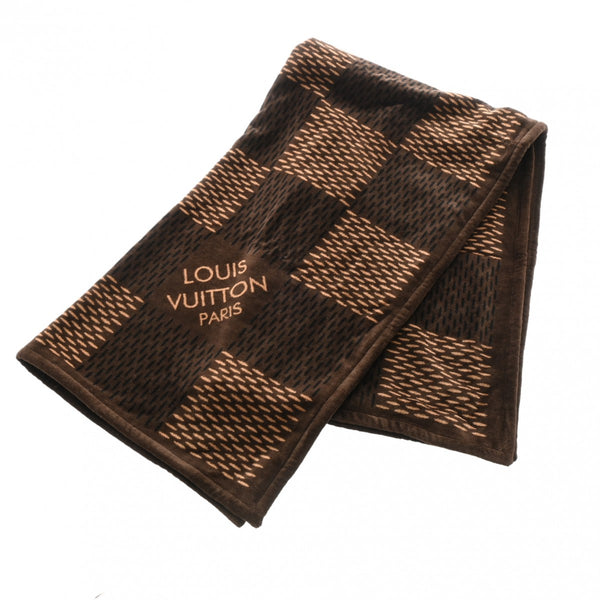 LOUIS VUITTON ルイヴィトン ダミエ ビーチタオル ブラウン ユニセックス コットン100％ タオル 新同 中古 銀蔵