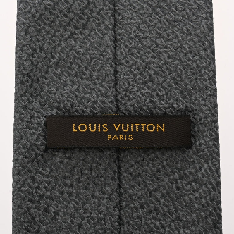 LOUIS VUITTON ルイヴィトン ロゴ グレー メンズ シルク100％ ネクタイ Aランク 中古 銀蔵