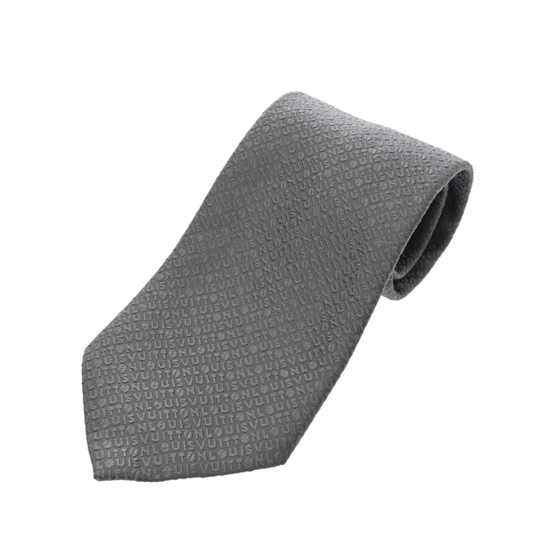 LOUIS VUITTON ルイヴィトン ロゴ グレー メンズ シルク100％ ネクタイ Aランク 中古 銀蔵
