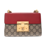 GUCCI グッチ GGスプリーム パドロック ショルダーバッグ ベージュ/レッド 409487 レディース GGスプリームキャンバス GGスプリーム/レザー ショルダーバッグ ABランク 中古 銀蔵