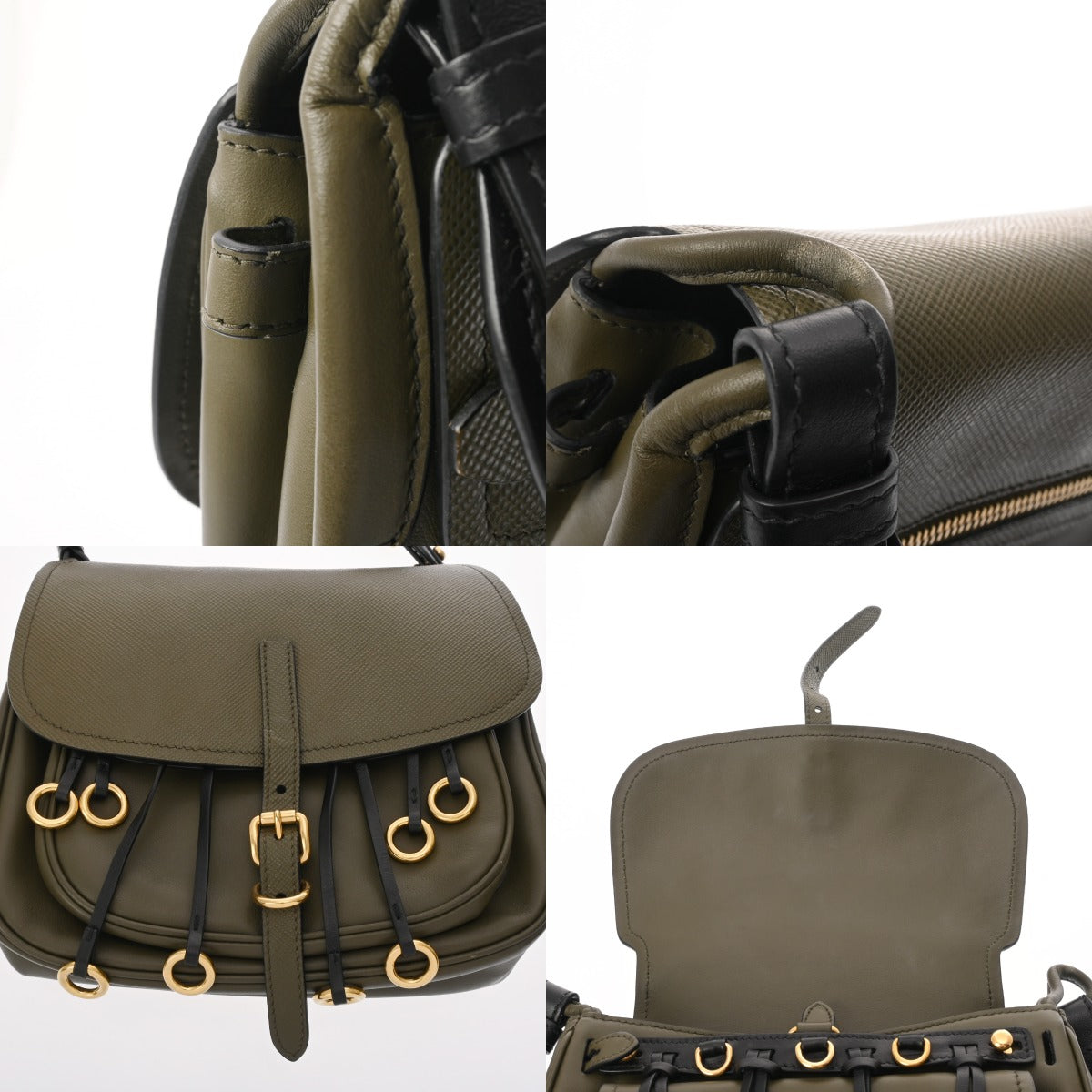 PRADA プラダ コルセール ショルダーバッグ カーキ/ブラック 1BD050